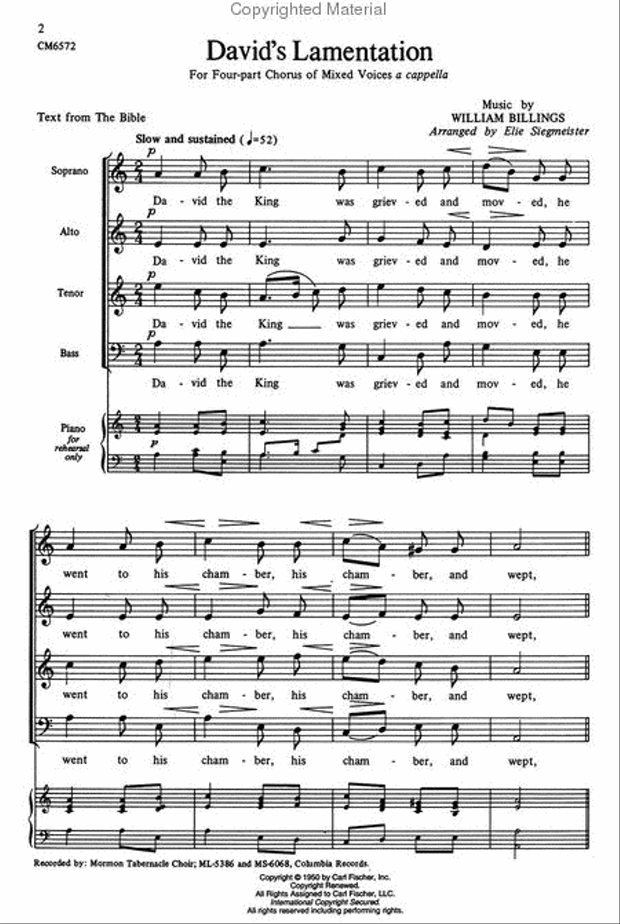 David's Lamentation 4-Part scores gallery preview page 2