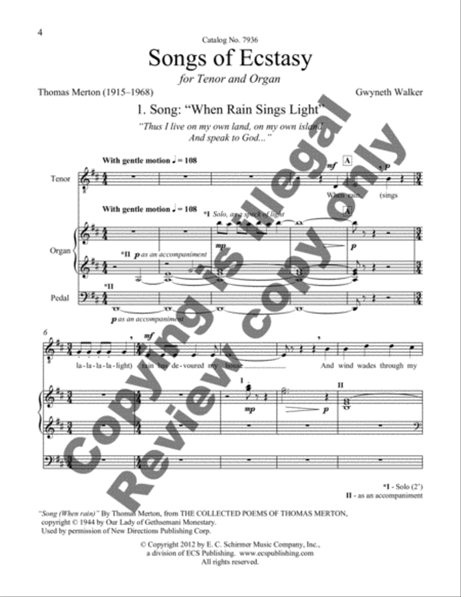 Songs of Ecstasy Tenor Voice scores gallery preview page 12