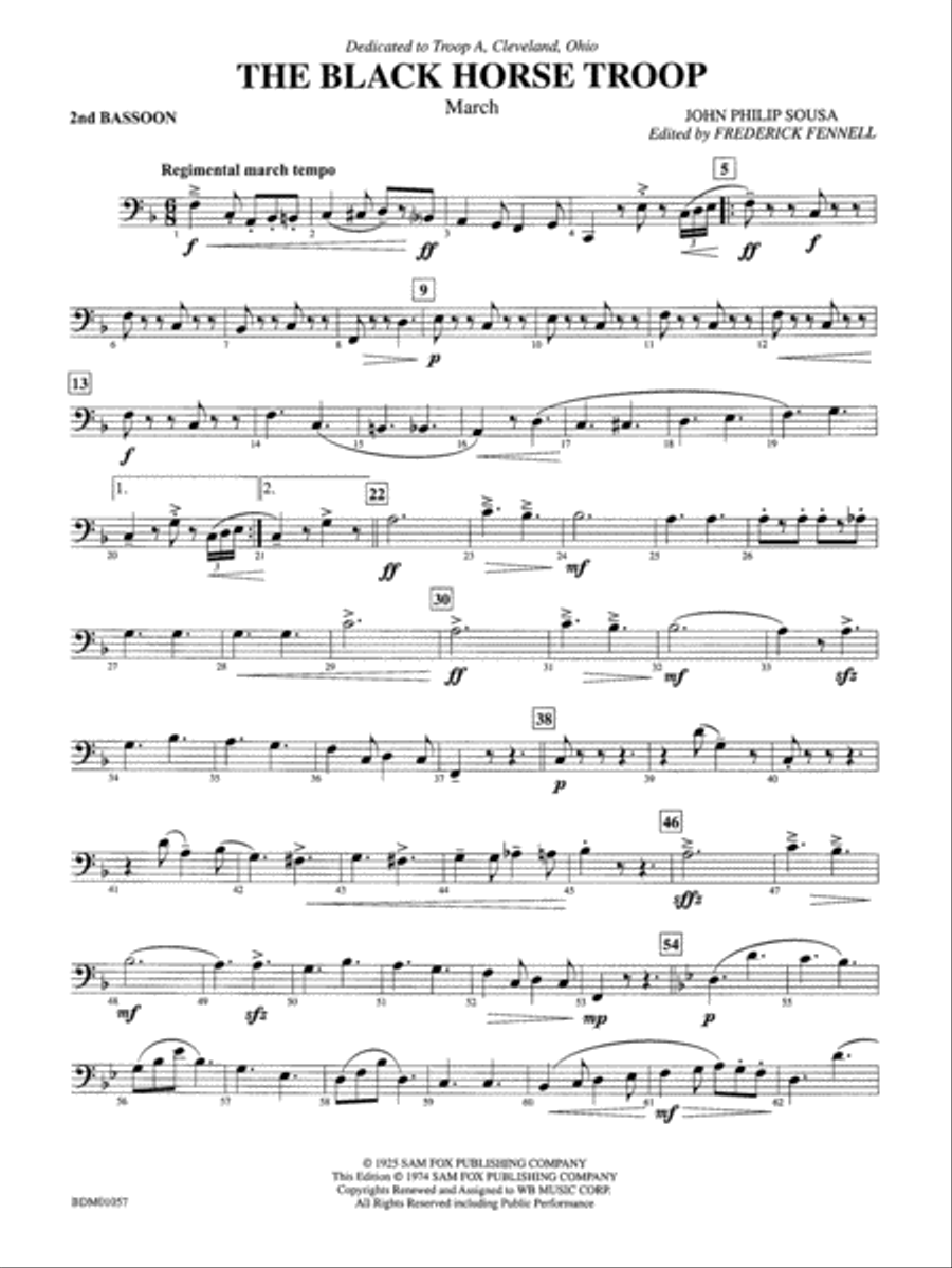 Black Horse Troop: 2nd Bassoon Concert Band scores gallery preview page 1