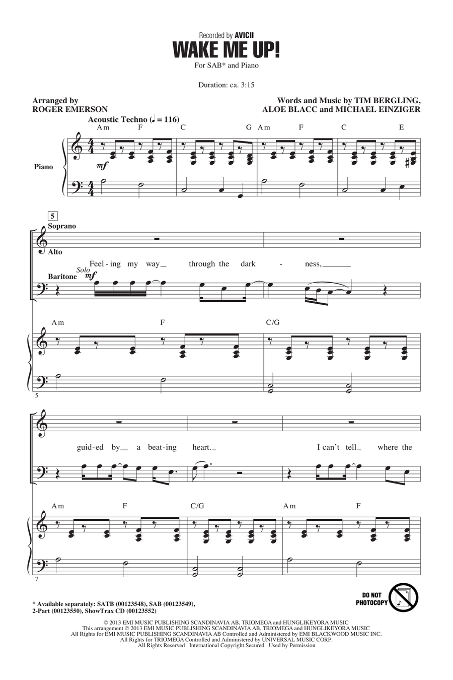 Wake Me Up! 3-Part scores gallery preview page 1