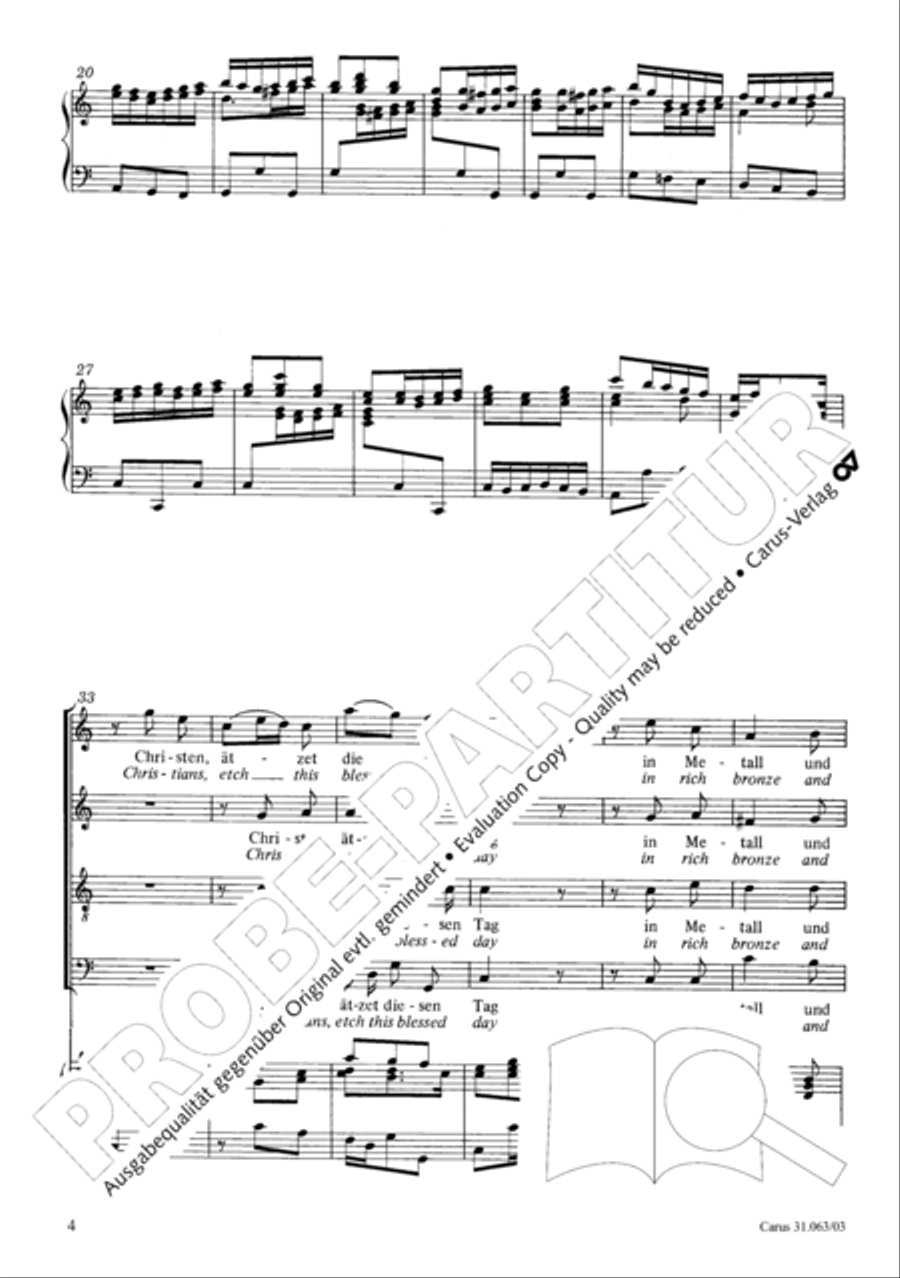 Christians, etch this blessed day (Christen, atzet diesen Tag) 4-Part scores gallery preview page 5