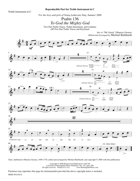 Psalm 136 To God the Mighty God (Downloadable Instrumental Parts)