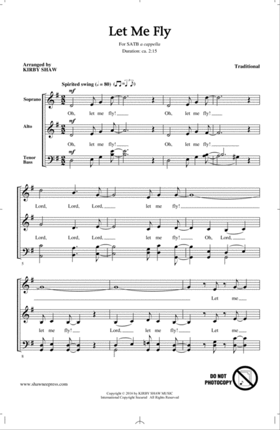 Let Me Fly (arr. Kirby Shaw) 4-Part scores gallery preview page 1