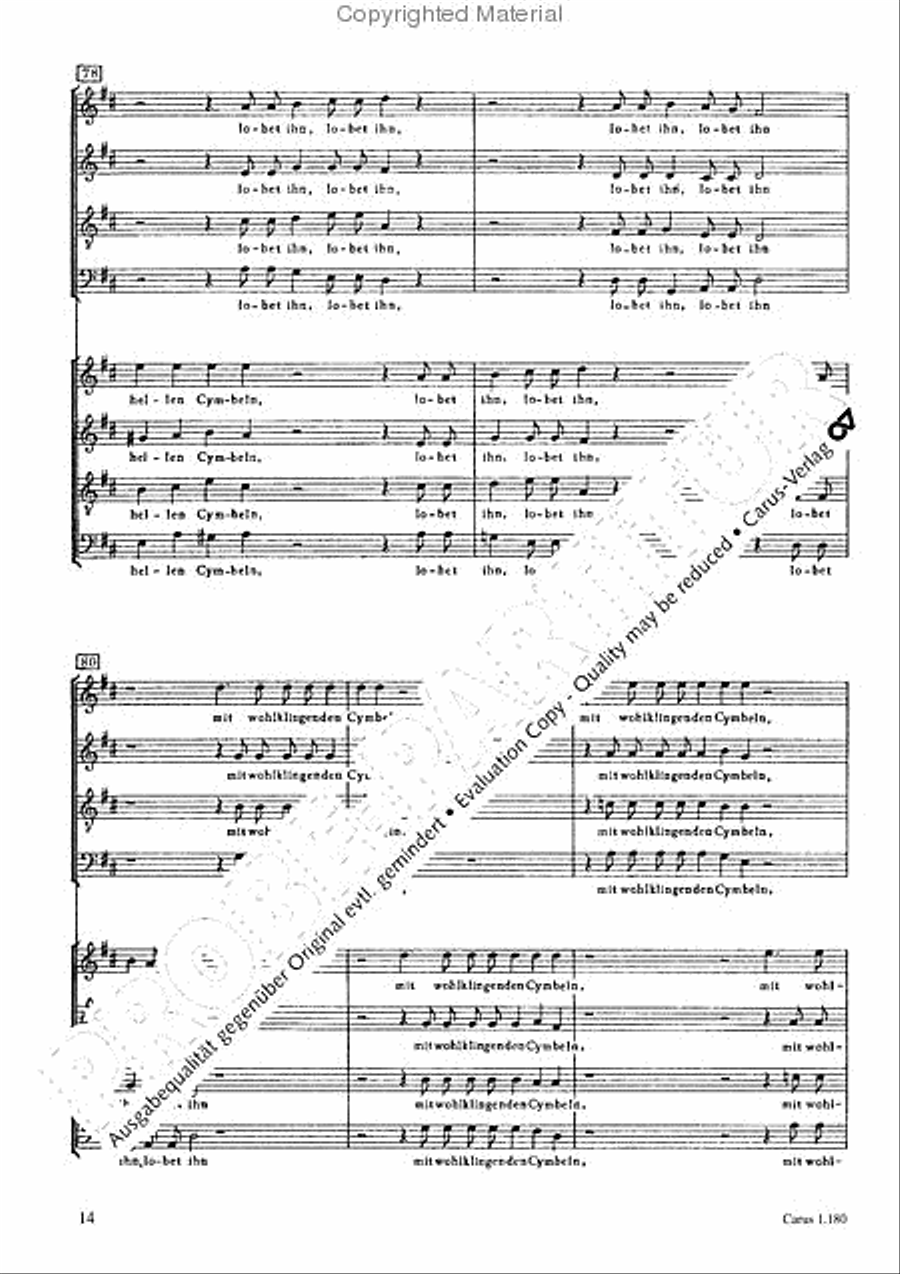 Lobet den Herren in seinem Heiligtum 4-Part scores gallery preview page 15