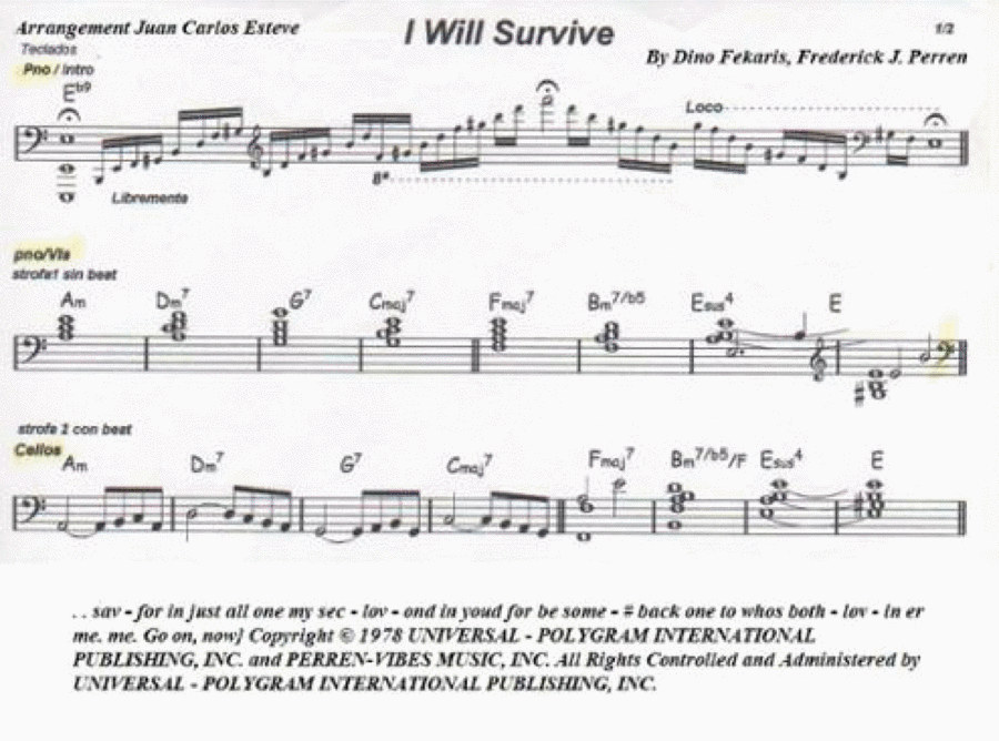 I Will Survive Easy Piano scores gallery preview page 1
