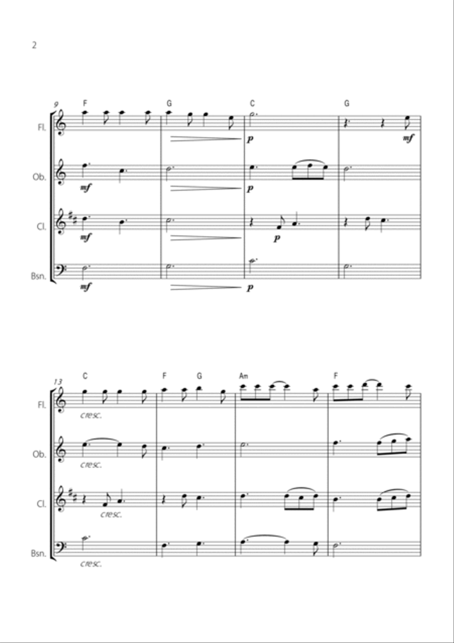 Hallelujah Woodwind Quartet scores gallery preview page 2