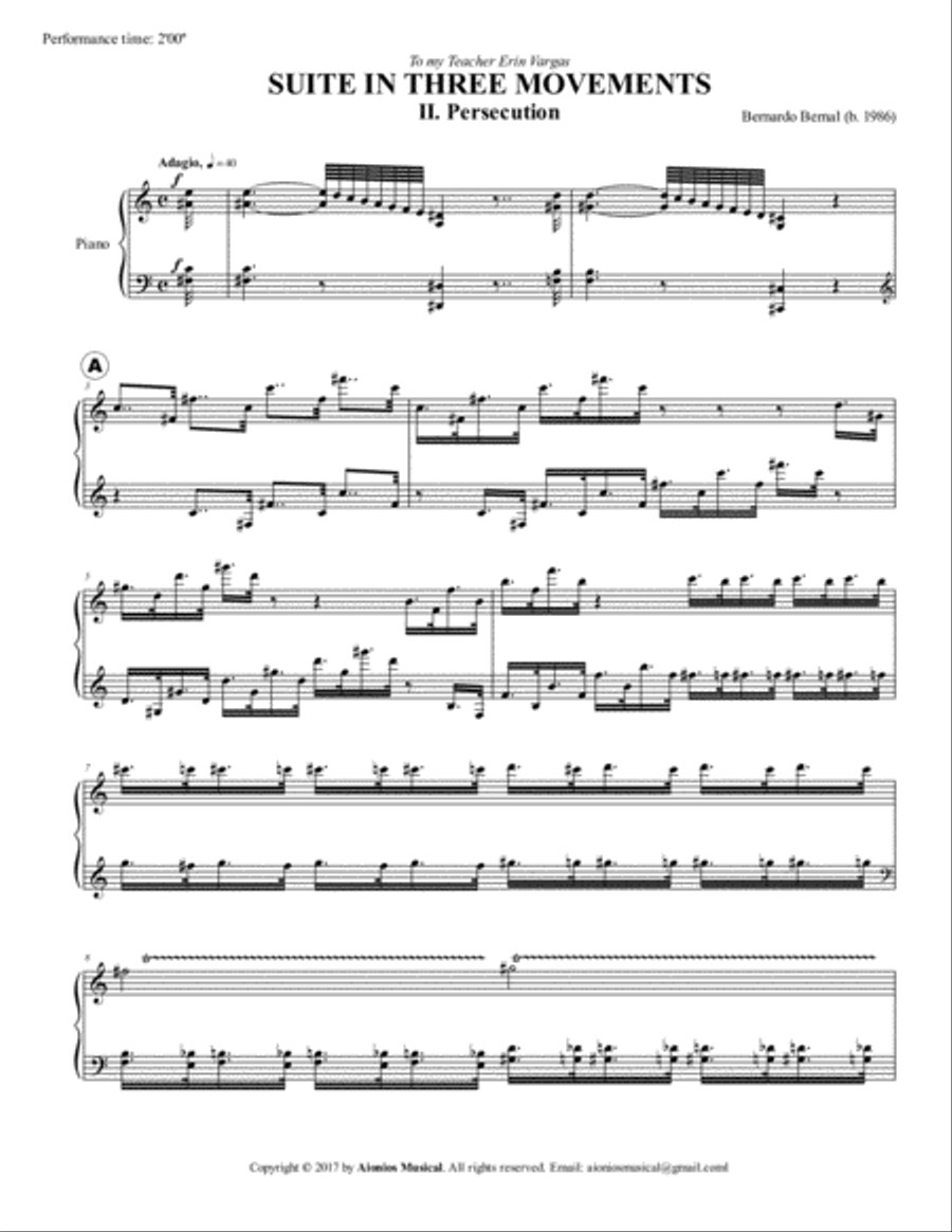 Suite in three movements - for Piano Solo image number null