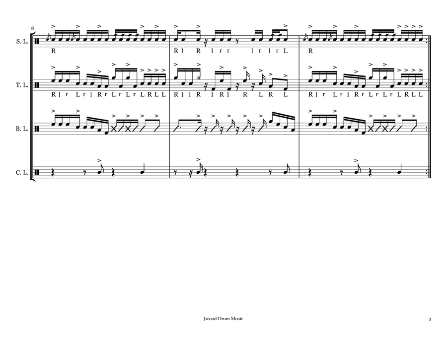 Slap (Drumline Cadence) Marching Band scores gallery preview page 3
