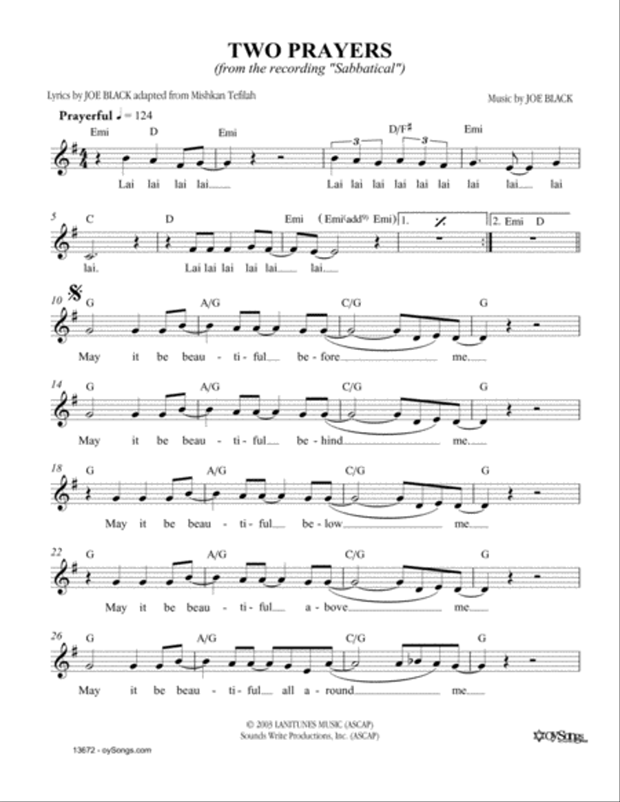 Two Prayers Two Prayers Piano scores gallery preview page 1