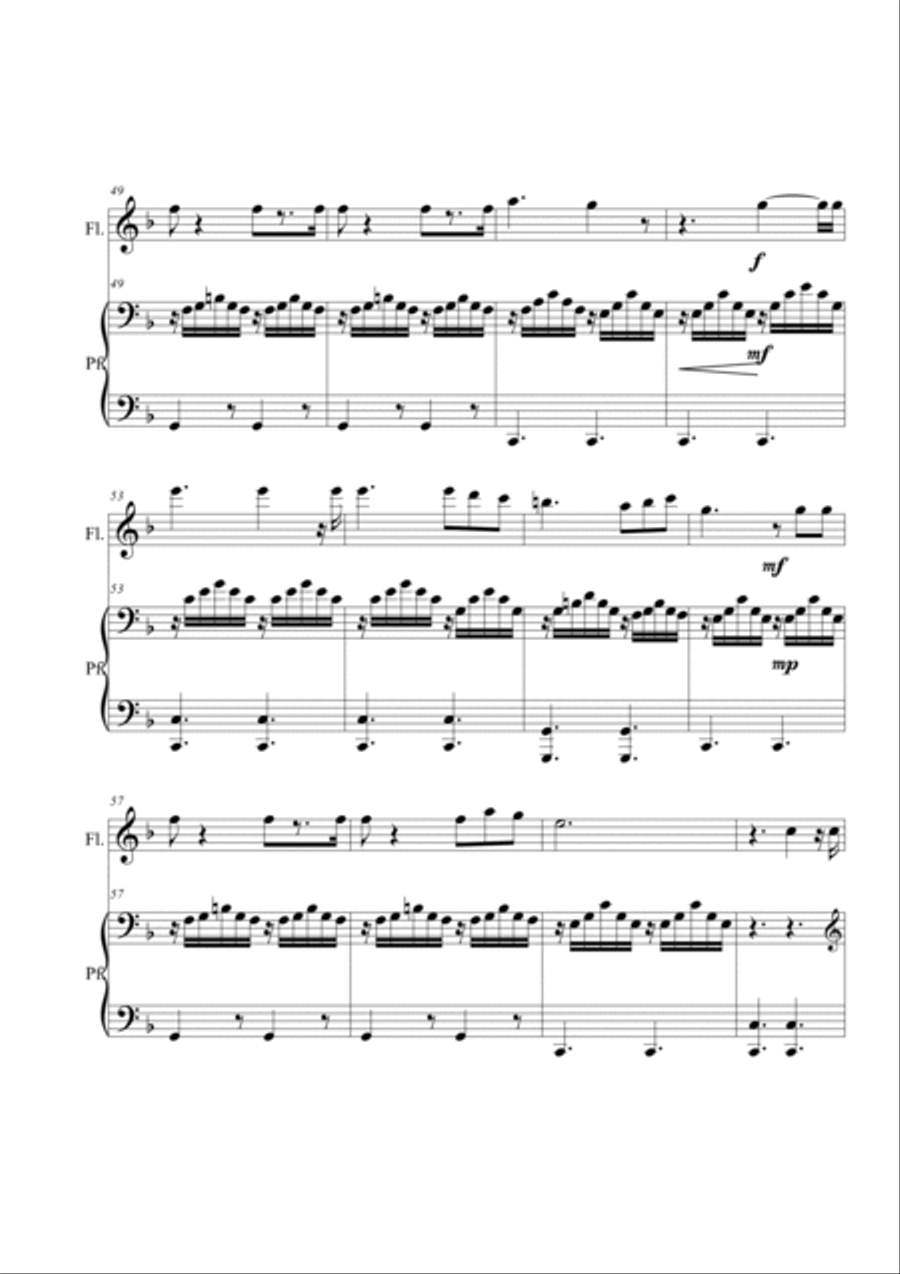 Va pensiero (from Nabucco). Flute and piano Flute Solo scores gallery preview page 5