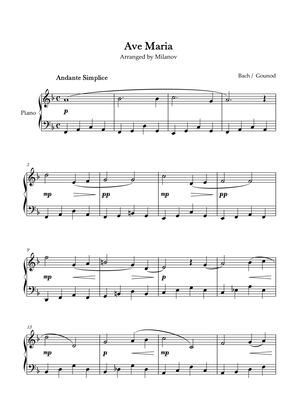 Ave Maria Bach Gounod in F Easy Intermediate Piano
