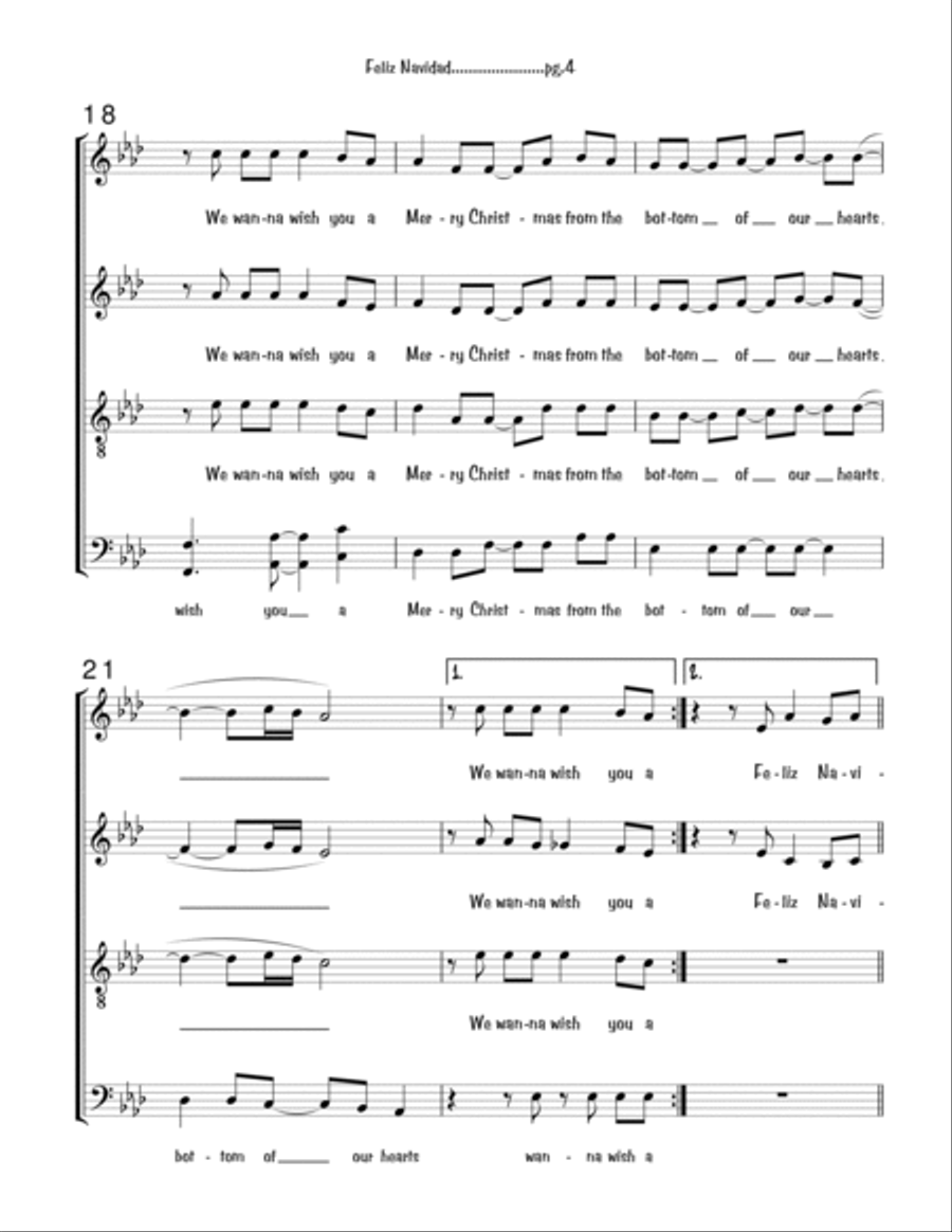 Feliz Navidad 4-Part scores gallery preview page 4