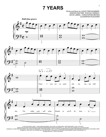 7 years old by Lucas Graham (Unfinished) Sheet music for Piano (Solo) Easy