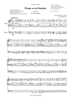 Prope es tu Domine, Op. 59 (2018) for solo organ