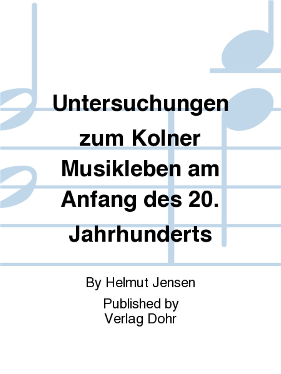 Untersuchungen zum Kölner Musikleben am Anfang des 20. Jahrhunderts Collection / Songbook scores gallery preview page 1