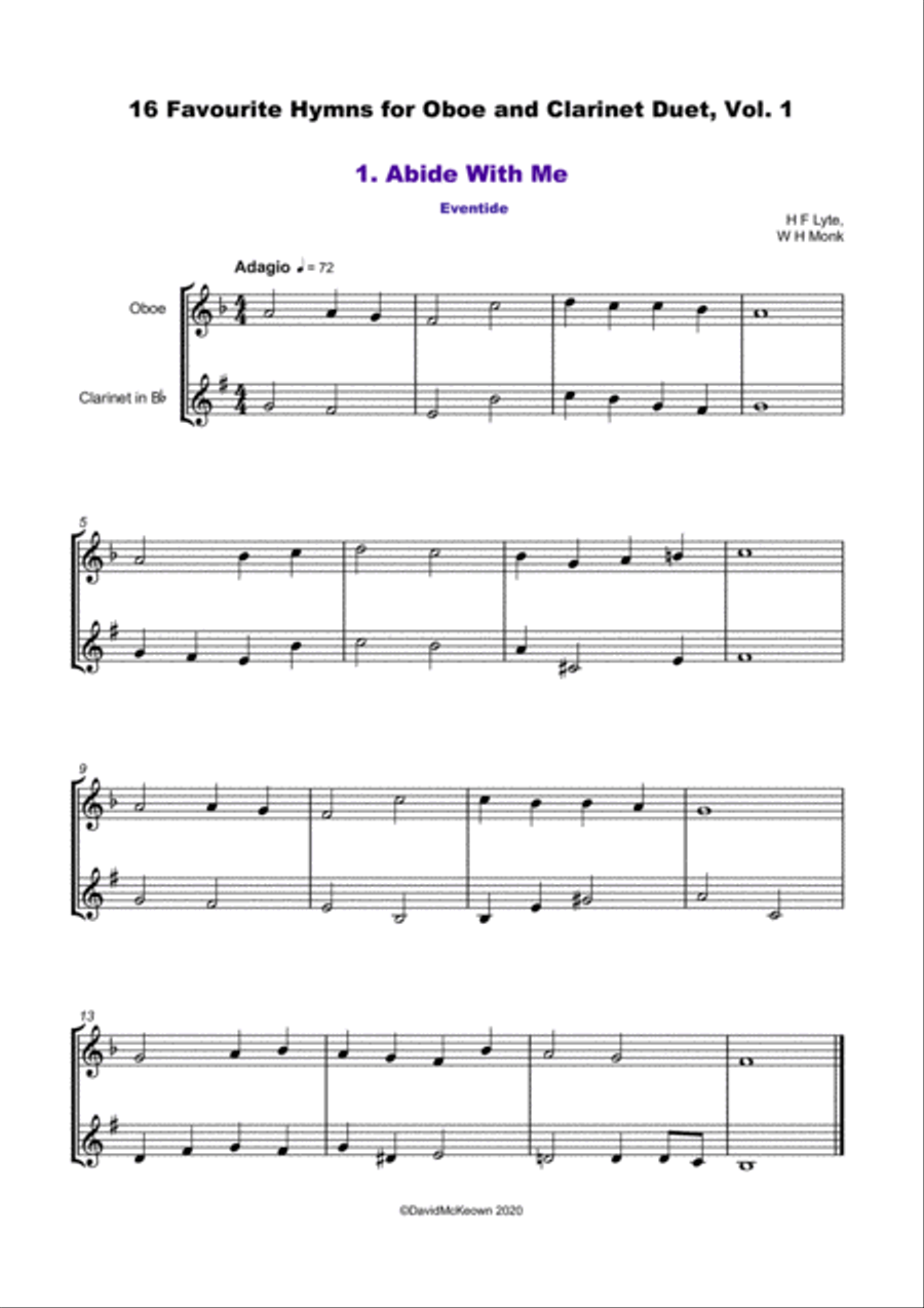 16 Favourite Hymns Vol.1 for Oboe and Clarinet Duet Woodwind Duet scores gallery preview page 2