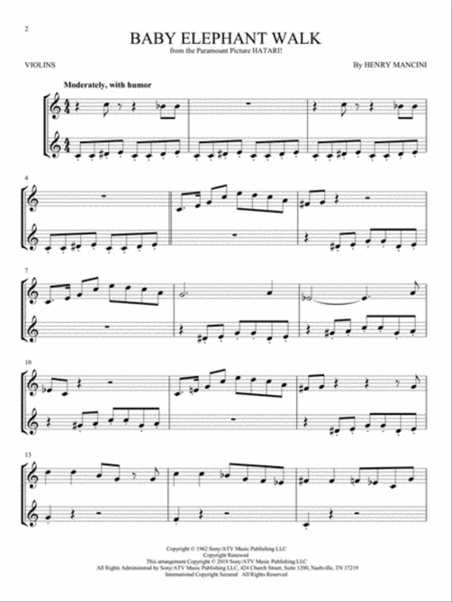 Movie Songs for Two Violins String Duet scores gallery preview page 3