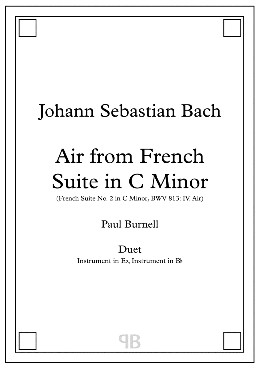 Air from French Suite in C Minor, arranged for duet: instruments in Eb and Bb image number null