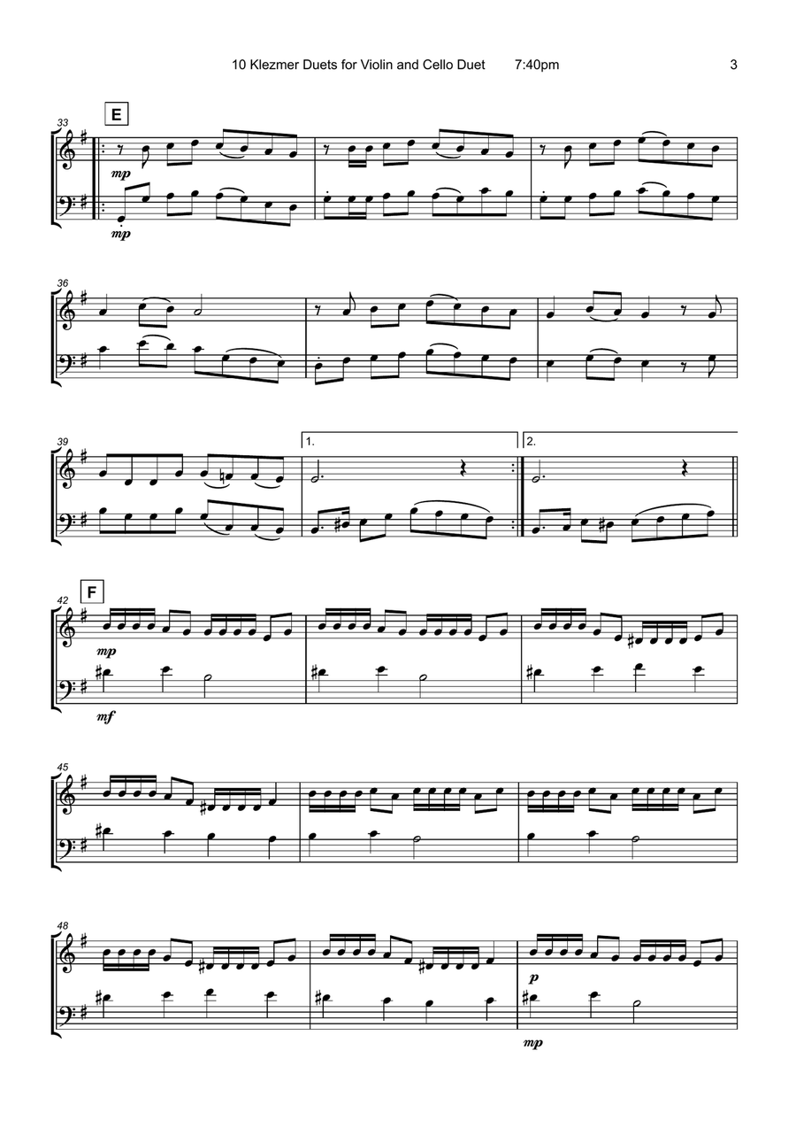 10 Klezmer Duets for Violin and Cello String Duet scores gallery preview page 5