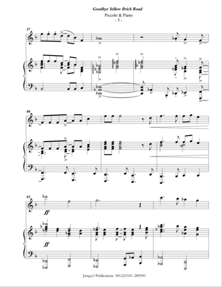 Goodbye Yellow Brick Road Piccolo scores gallery preview page 5