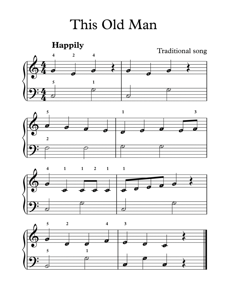 This Old Man (Nick Nack Paddy Whack) Easy Piano scores gallery preview page 1