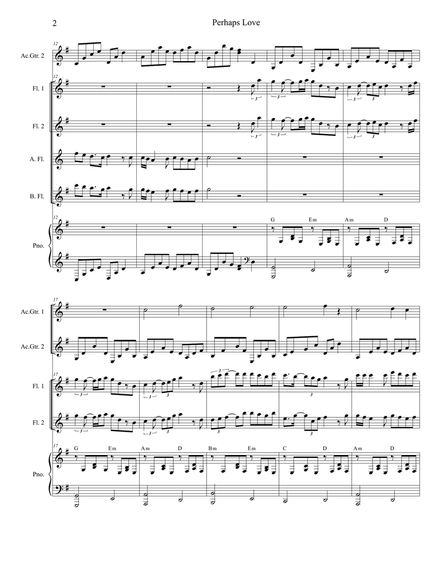 Perhaps Love Perhaps Love Woodwind Ensemble scores gallery preview page 2