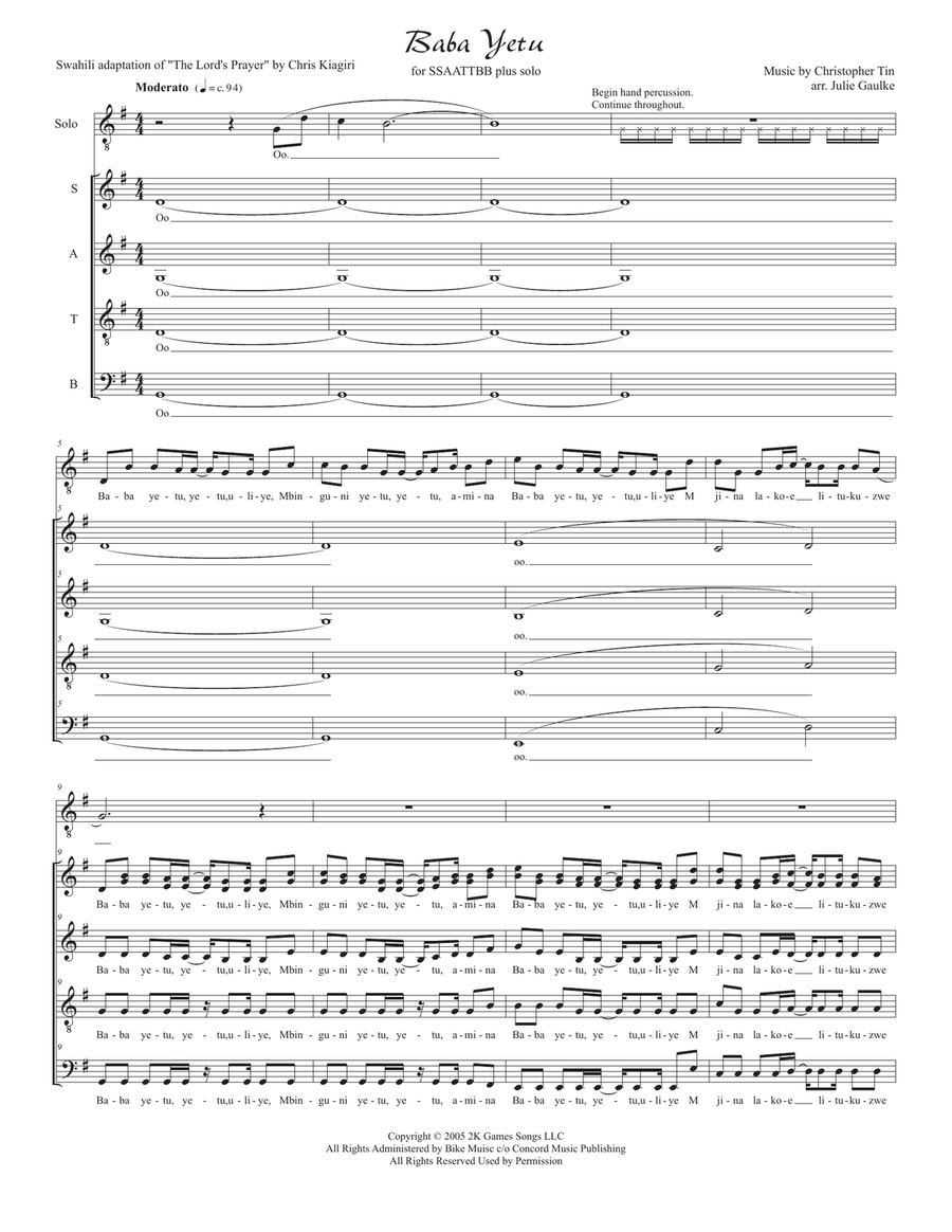Baba Yetu Divisi scores gallery preview page 1