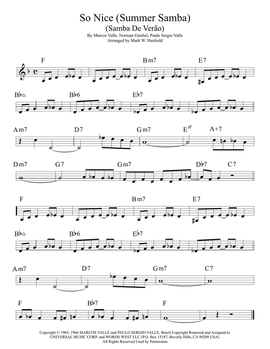 So Nice (summer Samba) Piano scores gallery preview page 1