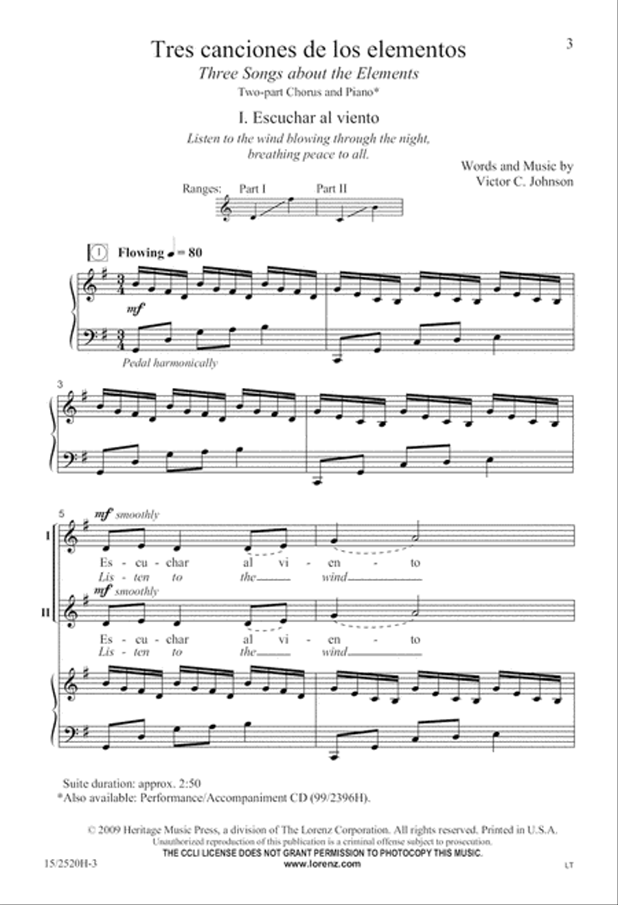 Tres canciones de los elementos 2-Part scores gallery preview page 3