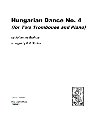 Book cover for Hungarian Dance No. 4 for Two Trombones and Piano