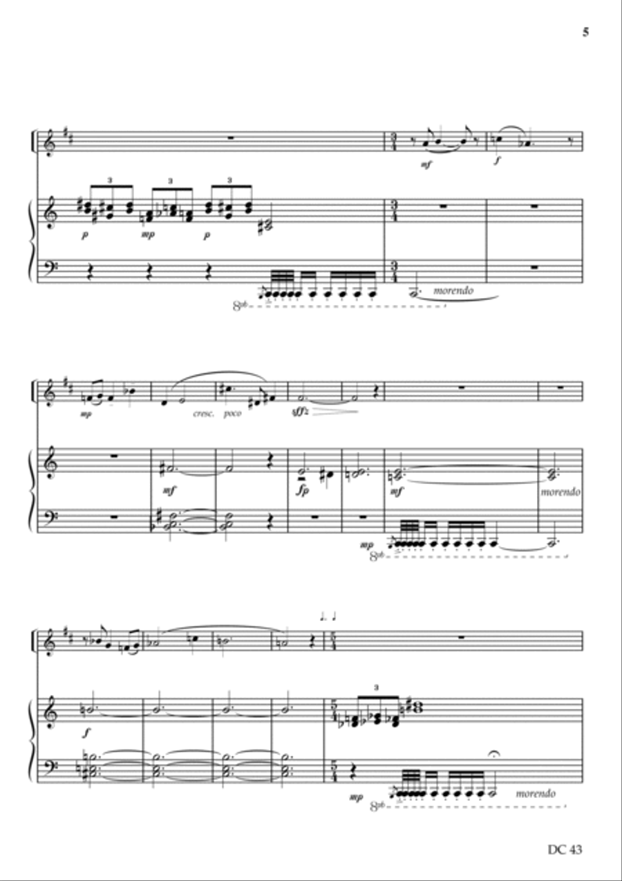 Seven Songs Without Words - for clarinet [or saxophone] and piano Small Ensemble scores gallery preview page 5