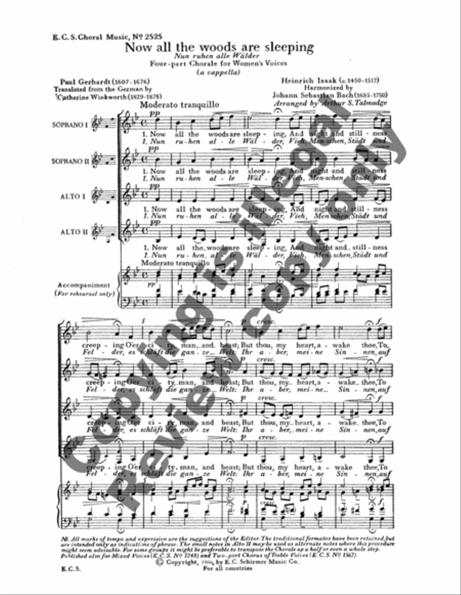 Nun ruhen alle Waelder (Now All the Woods are Sleeping) SSAA scores gallery preview page 3