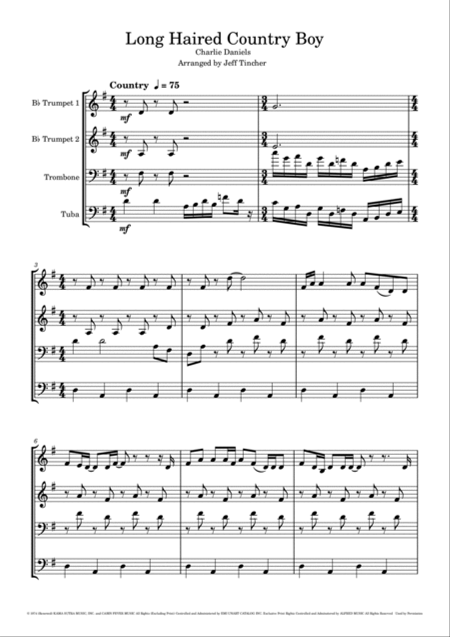 Long Haired Country Boy Brass Ensemble scores gallery preview page 2