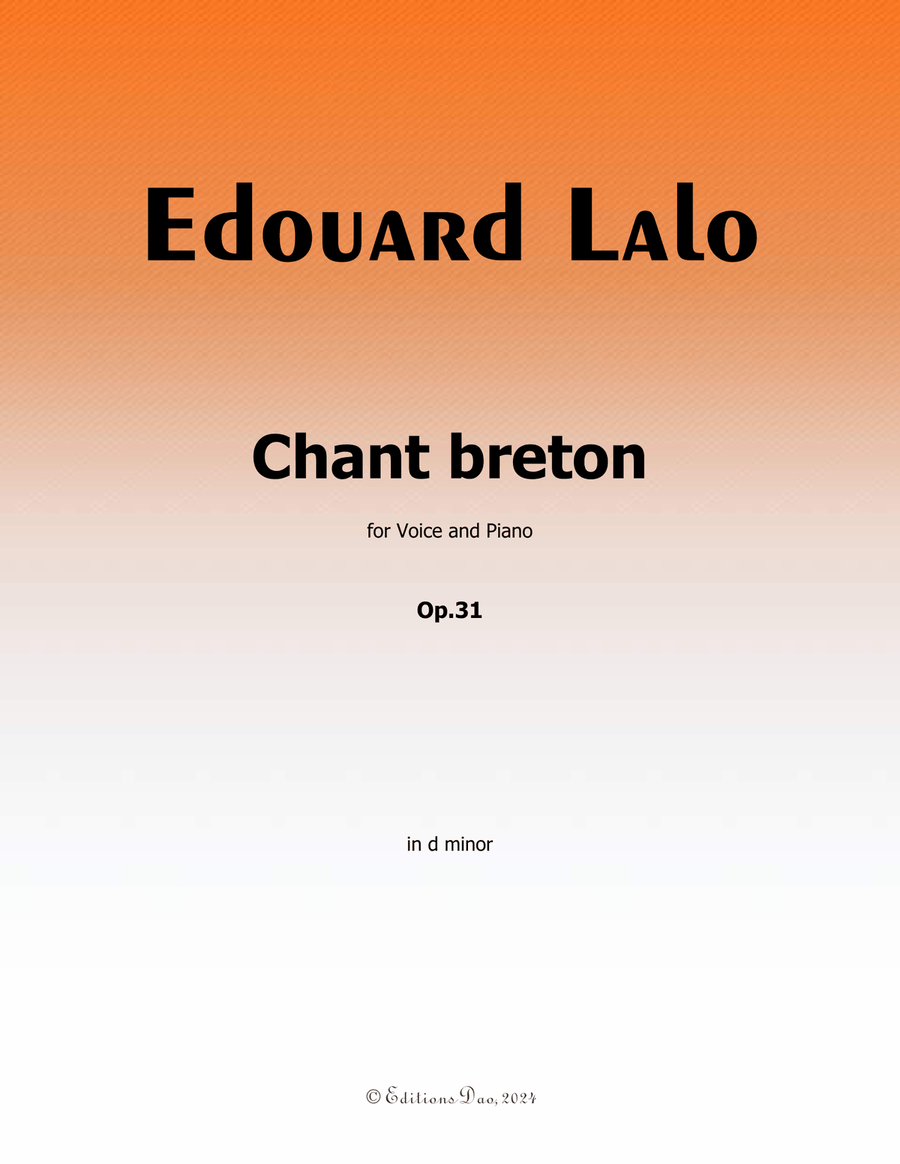 Chant breton, by Edouard Lalo, in d minor Piano, Vocal scores gallery preview page 1