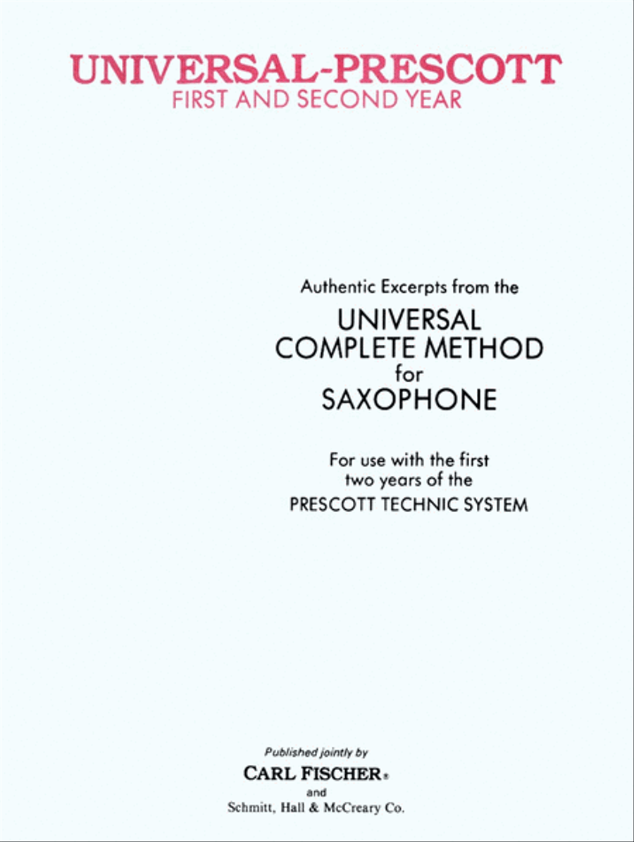 Universal-Prescott Saxophone Method 1st & 2nd Year