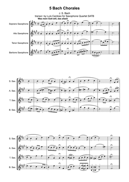 5 Bach Chorales (for Saxophone Quartet SATB)