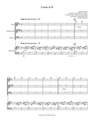 Canon in D (Pachelbel) (D) (Woodwind Trio - 1 Flute, 1 Clar, 1 Bassoon), Keyboard)