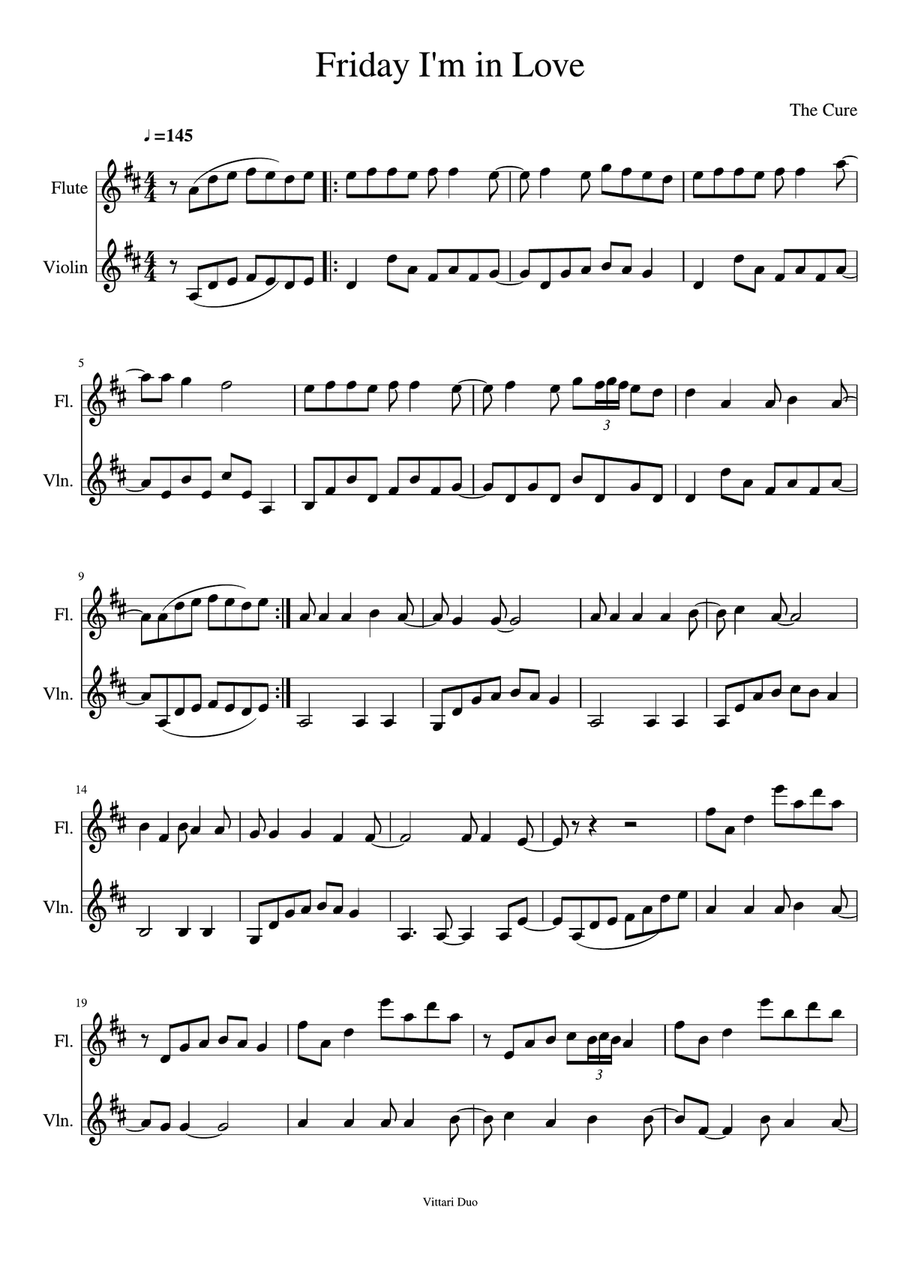 Friday I'm In Love Friday I'm In Love Flute scores gallery preview page 1
