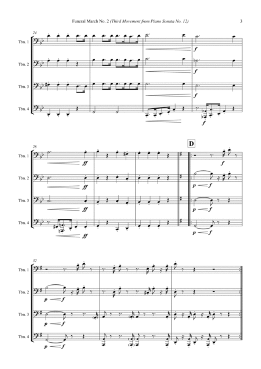 Funeral March No.2 (Beethoven) - Trombone Quartet Brass Quartet scores gallery preview page 6