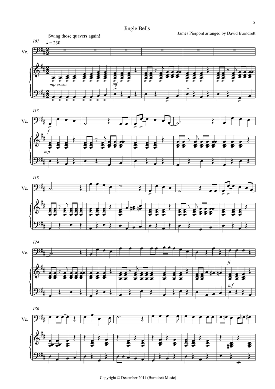 3 Jazzy Christmas Pieces for Cello and Piano 3 Jazzy Christmas Pieces for Cello and Piano Piano Accompaniment scores gallery preview page 5