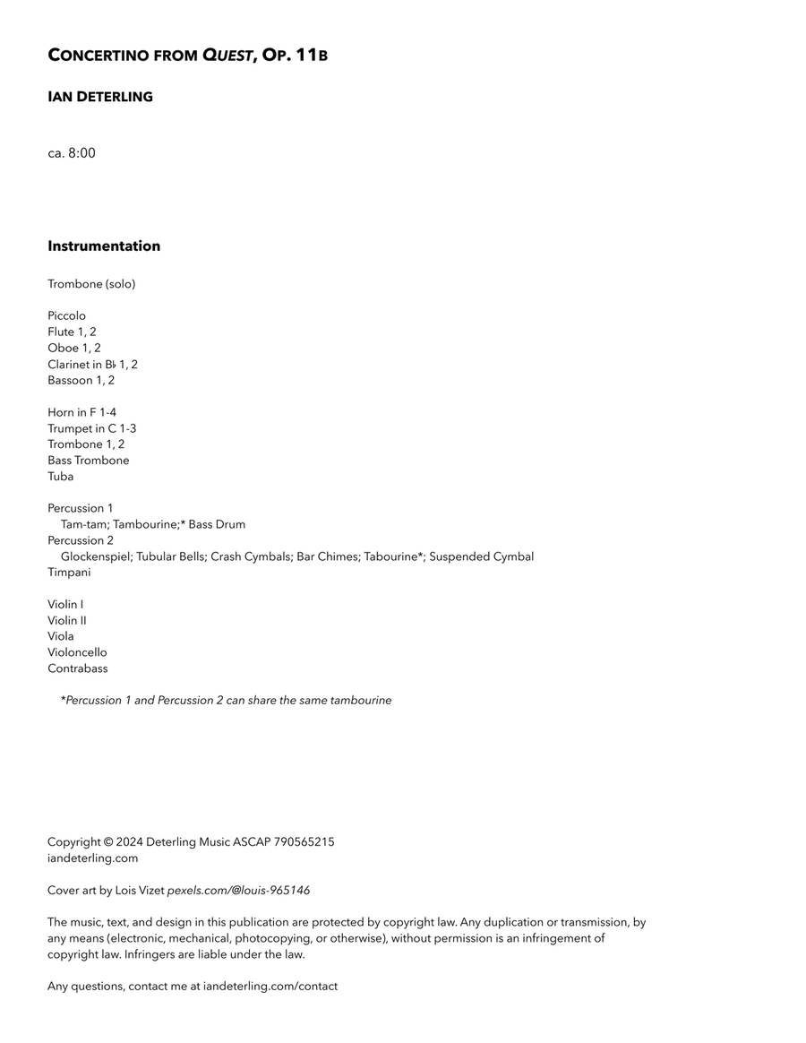 Concertino from Quest, Op. 11b (trombone and orchestra) Full Orchestra scores gallery preview page 3