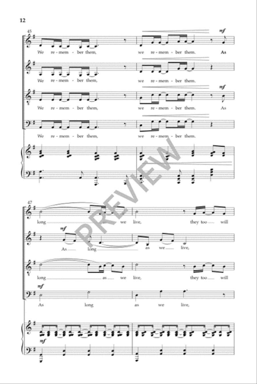 We Remember Them (SATB) 4-Part scores gallery preview page 13