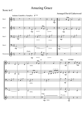 Amazing Grace - arranged for Brass Quartet or small Brass Band with optional percussion