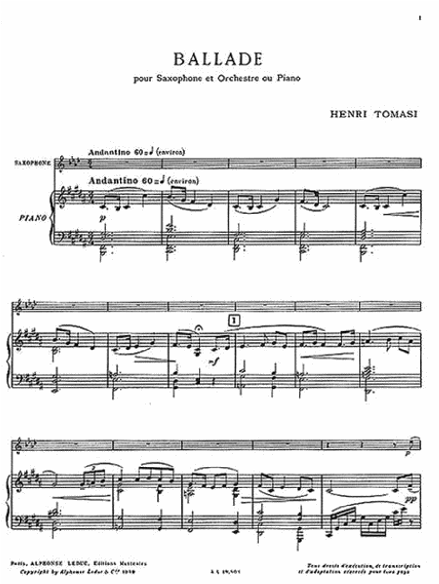 Ballade Ballade Alto Saxophone scores gallery preview page 2