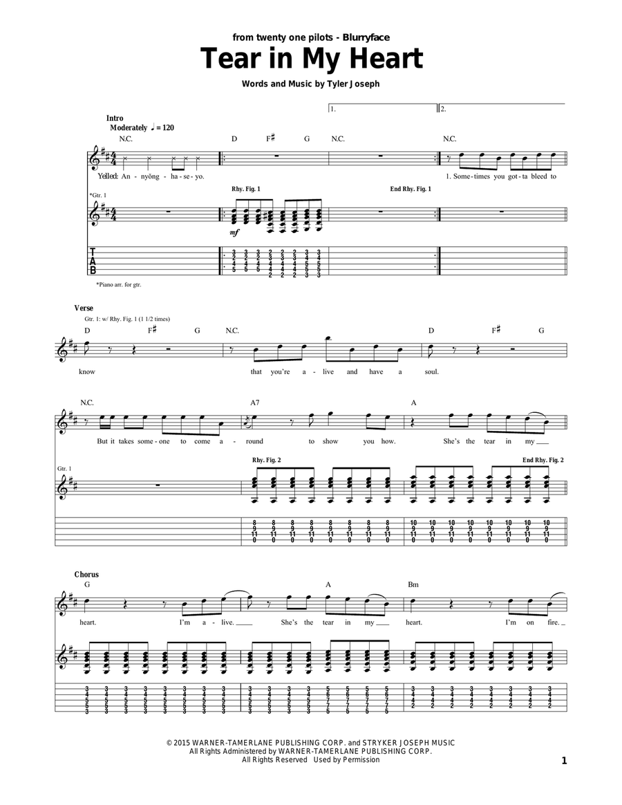 Tear In My Heart Acoustic Guitar scores gallery preview page 1