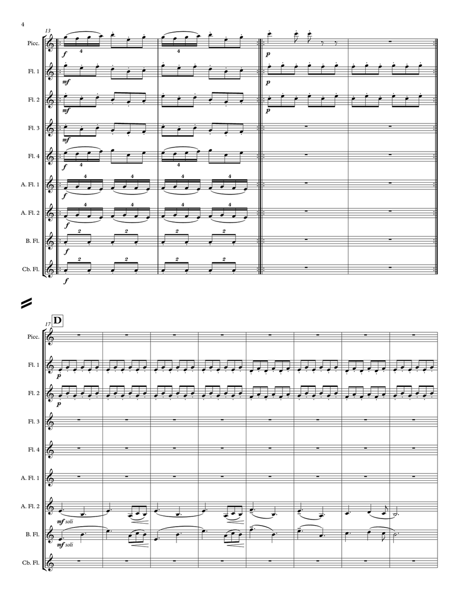 Catching Waterfalls for flute choir Flute Choir scores gallery preview page 6