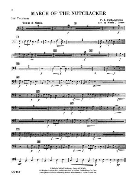 Nutcracker Ballet, Set II ("March of the Nutcracker" and "Trepak"): 2nd Trombone