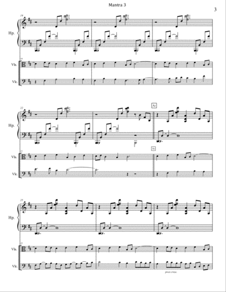 Mantra 3 for Harp, Viola, & Cello Small Ensemble scores gallery preview page 3