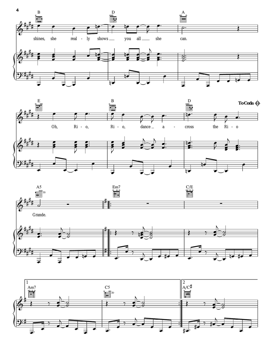 Rio Rio Piano, Vocal, Guitar scores gallery preview page 4