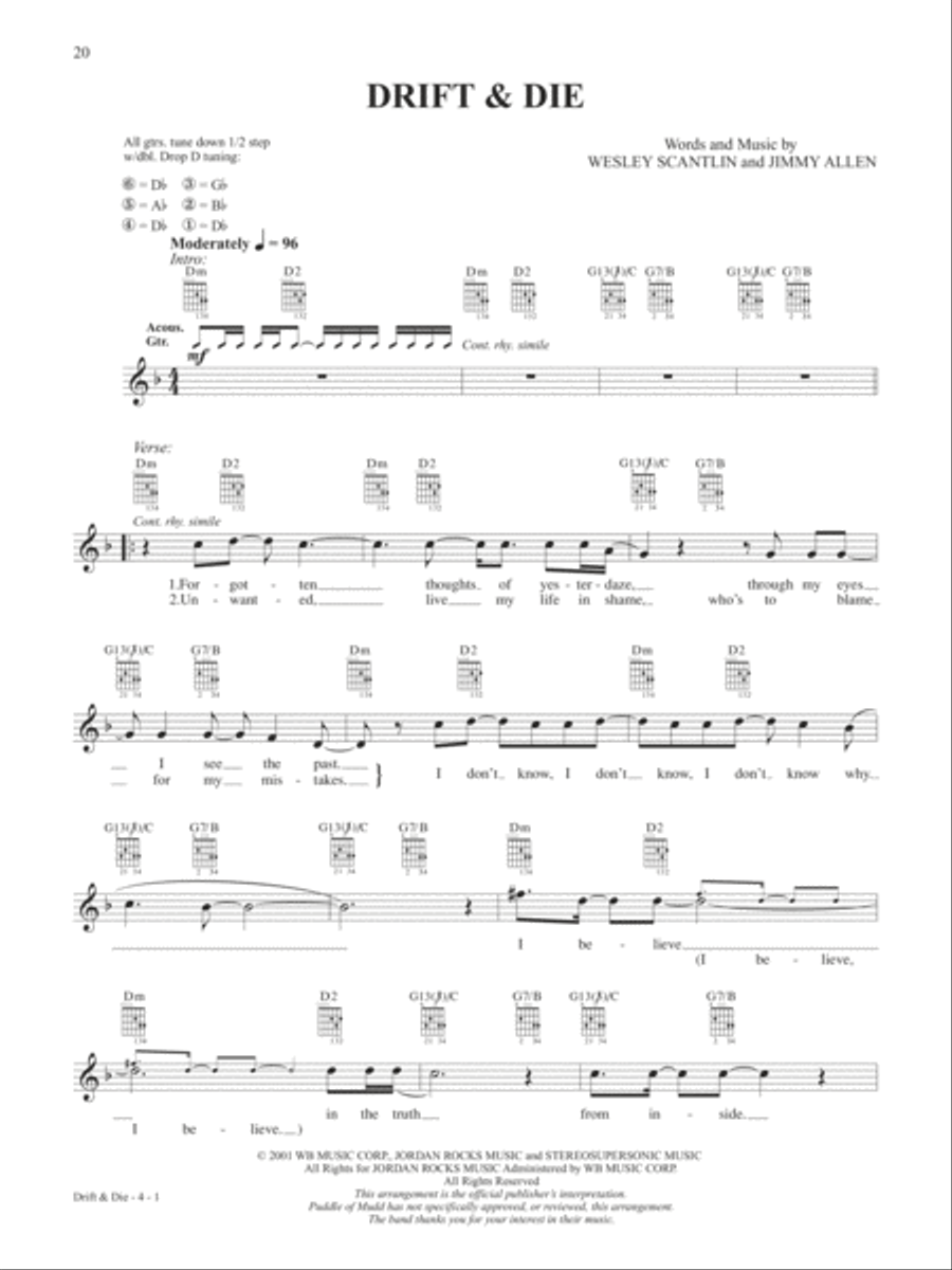 Drift & Die Guitar Tablature scores gallery preview page 1